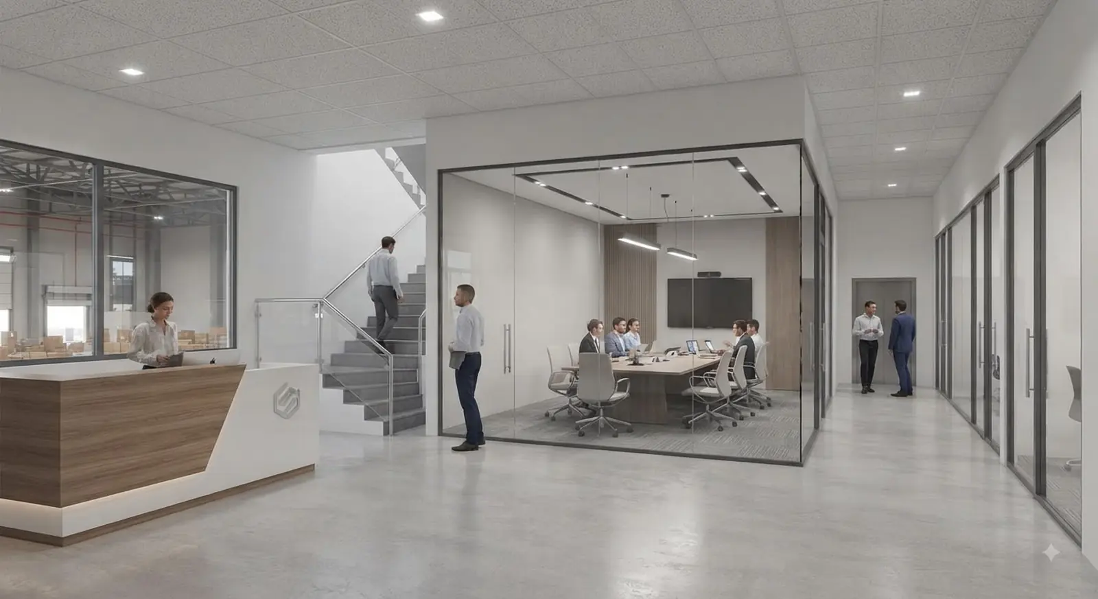 A private office overlooking the hall