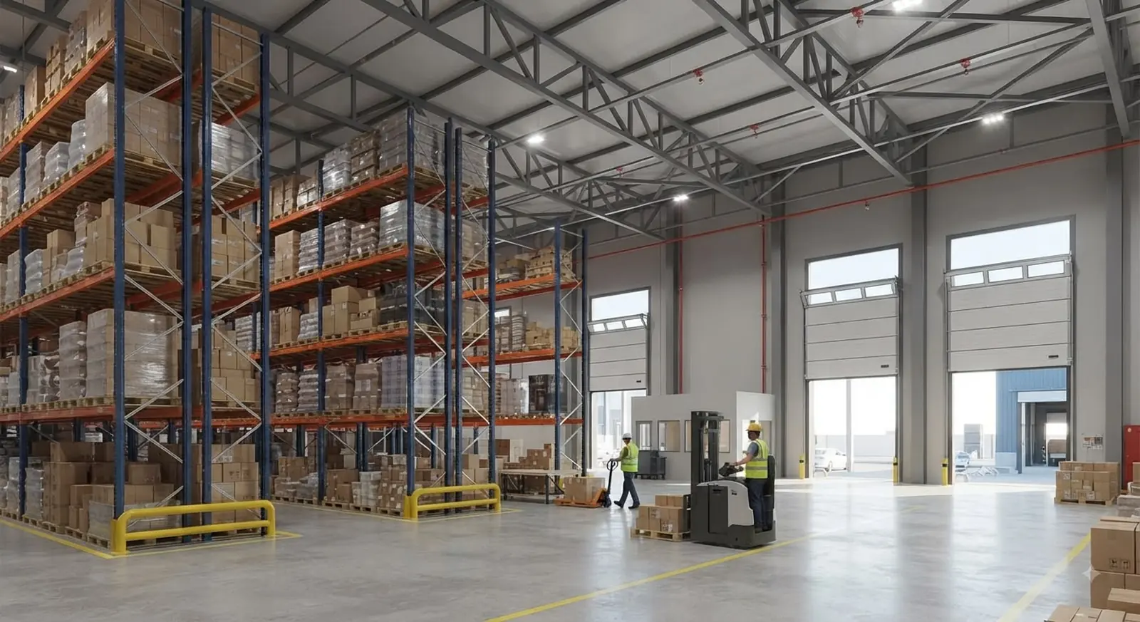Racked storage hall